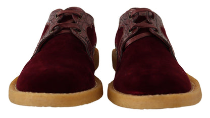 Dolce &amp; Gabbana Bordeaux Samtschuhe aus exotischem Leder