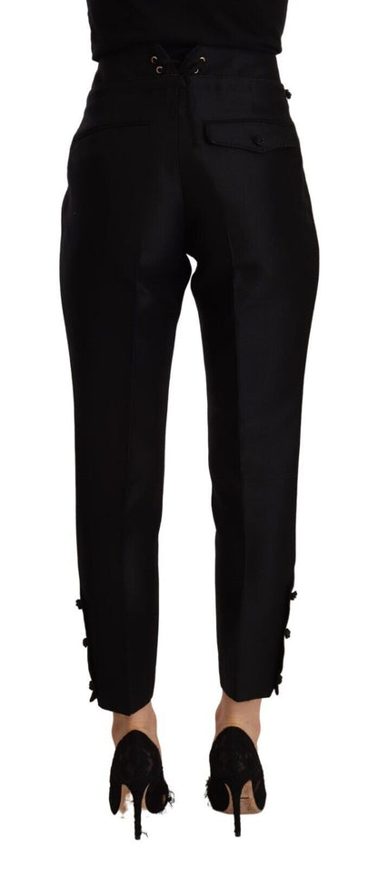 Dsquared² Schwarze Skinny-Hose aus Wolle mit hoher Taille für Damen