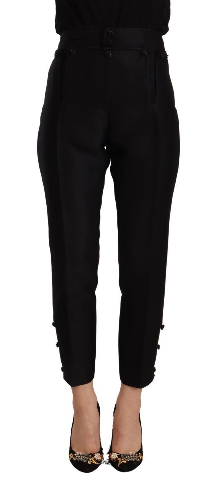 Dsquared² Schwarze Skinny-Hose aus Wolle mit hoher Taille für Damen