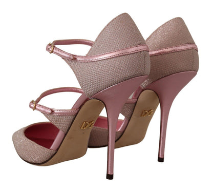 Dolce &amp; Gabbana – Mary-Jane-Schuhe mit Riemchensandalen in Rosa mit Glitzer
