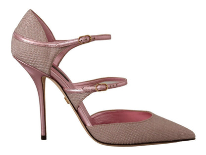 Dolce &amp; Gabbana – Mary-Jane-Schuhe mit Riemchensandalen in Rosa mit Glitzer