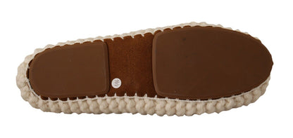 Dolce &amp; Gabbana – Weiße Ballerinas zum Hineinschlüpfen aus Wollstrick