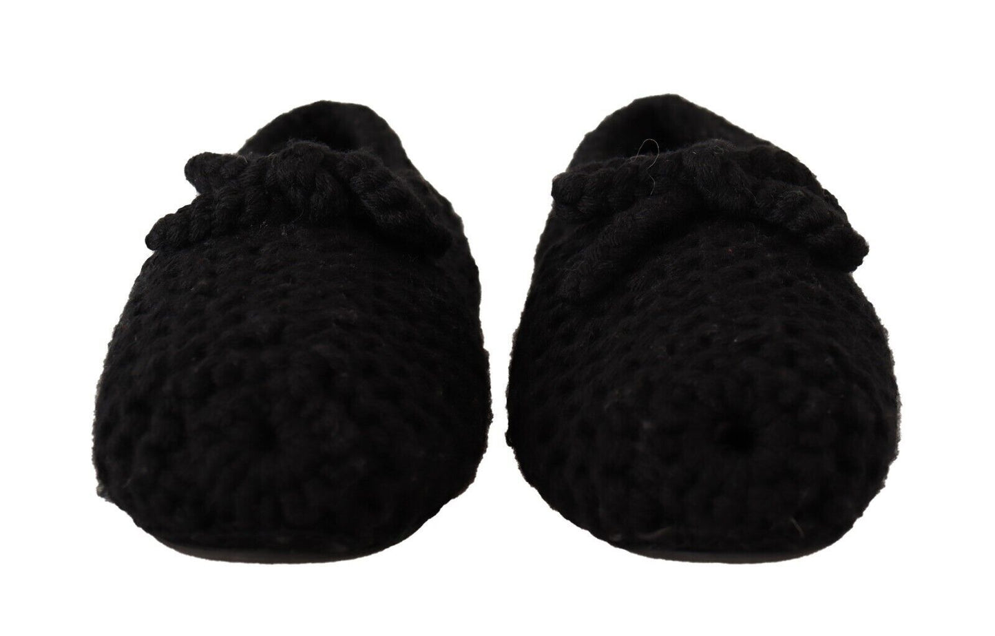 Dolce &amp; Gabbana – Schwarze Ballerinas zum Hineinschlüpfen aus Wollstrick