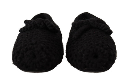 Dolce &amp; Gabbana – Schwarze Ballerinas zum Hineinschlüpfen aus Wollstrick