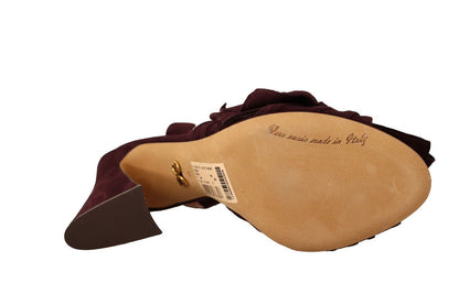 Dolce &amp; Gabbana Dunkelviolette Wildleder-Sandalen mit Knöchelriemen