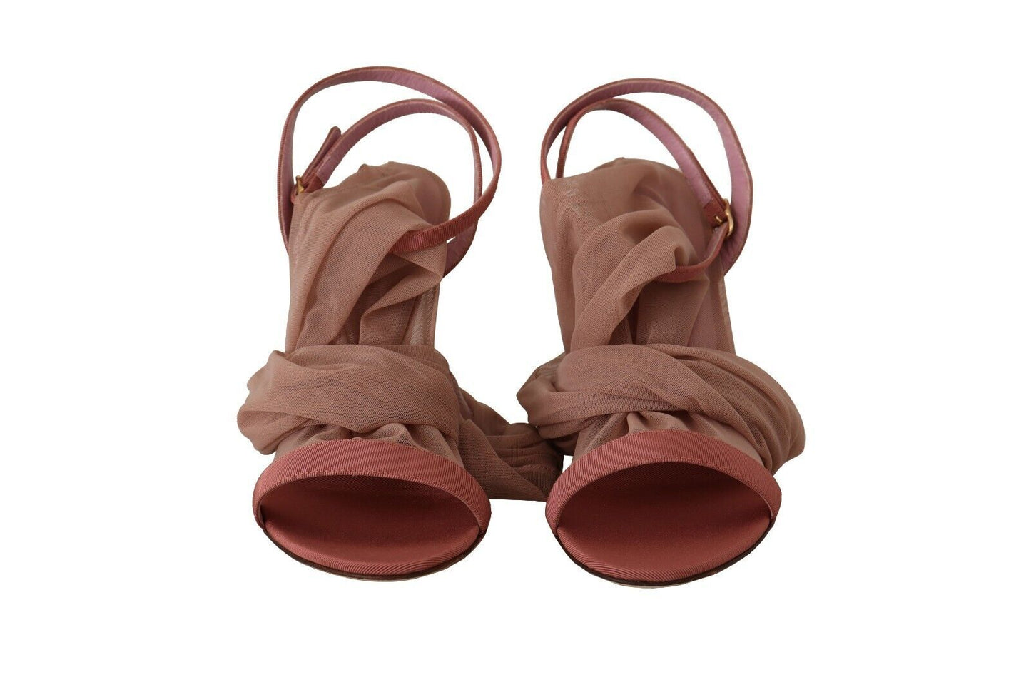 Dolce &amp; Gabbana – Sandalen mit Knöchelriemen aus Stretch-Tüll in Rosa