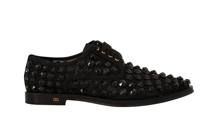 Dolce &amp; Gabbana – Schwarze, formelle flache Schnürschuhe mit Nieten