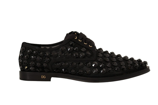 Dolce &amp; Gabbana – Schwarze, formelle flache Schnürschuhe mit Nieten