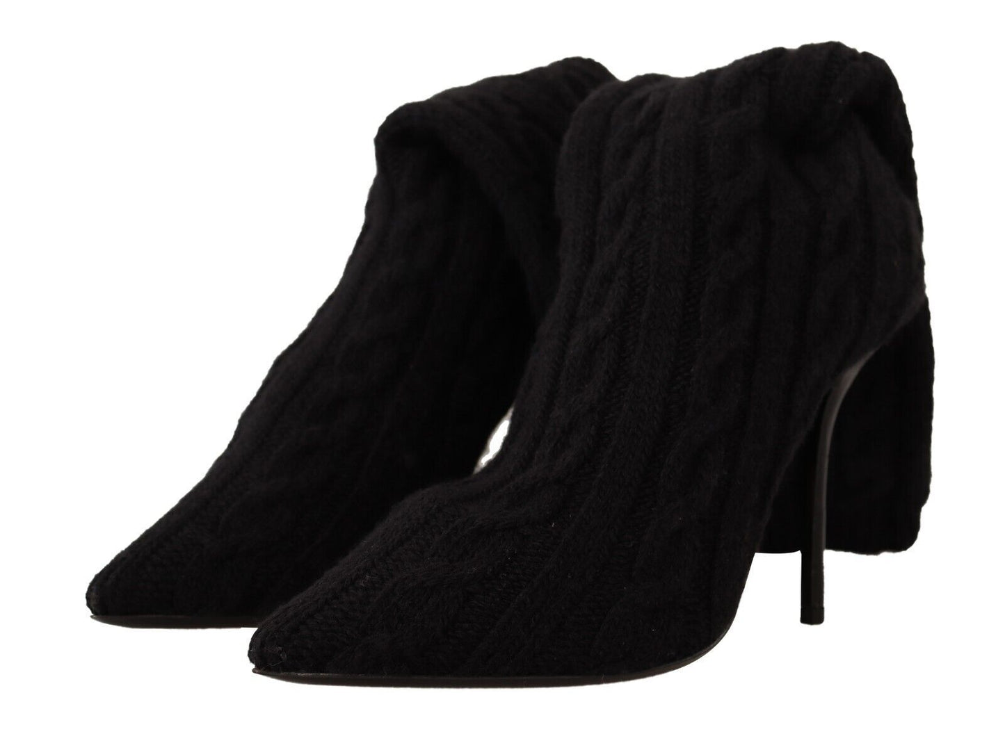 Dolce &amp; Gabbana – Kniehohe Stiefeletten in Schwarz mit Stretch-Socken