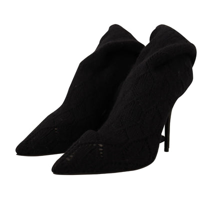 Dolce &amp; Gabbana – Kniehohe Stiefeletten in Schwarz mit Stretch-Socken