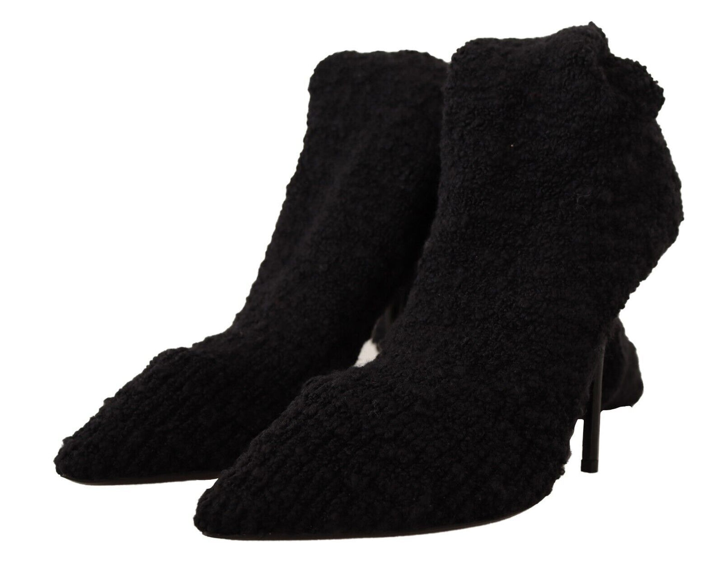 Dolce &amp; Gabbana – Kniehohe Stiefeletten in Schwarz mit Stretch-Socken