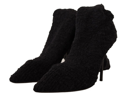 Dolce &amp; Gabbana – Kniehohe Stiefeletten in Schwarz mit Stretch-Socken