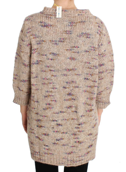 PINK MEMORIES Beigefarbener Oversize-Strickpullover aus Wollmischung