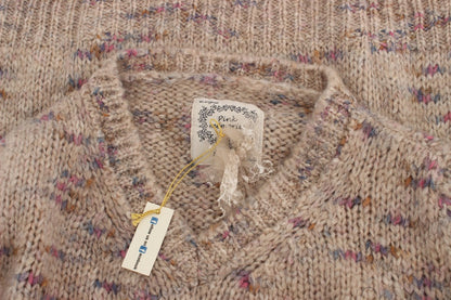 PINK MEMORIES Beigefarbener Oversize-Strickpullover aus Wollmischung