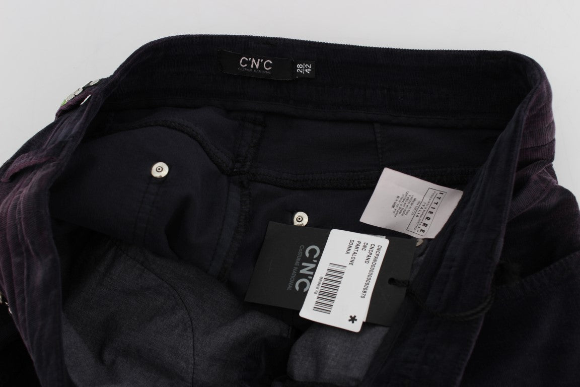 Costume National – Lilafarbene, verkürzte Cordjeans