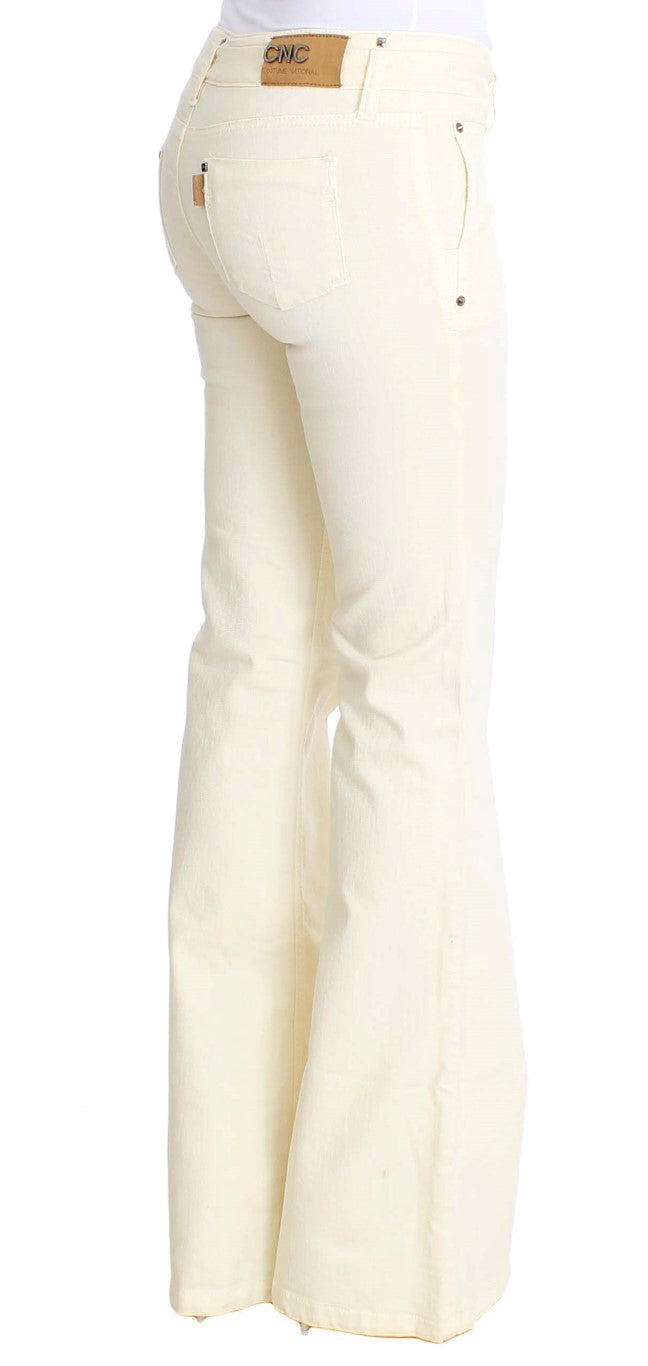 Costume National – Weiße Schlagjeans aus Baumwollstretch