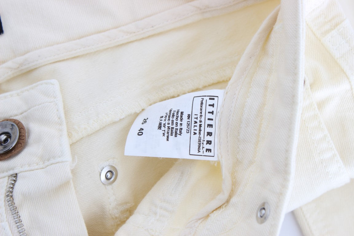 Costume National – Weiße Schlagjeans aus Baumwollstretch