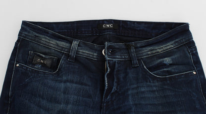 Costume National Slim Fit Skinny Jeans aus Baumwolle in blauer Waschung