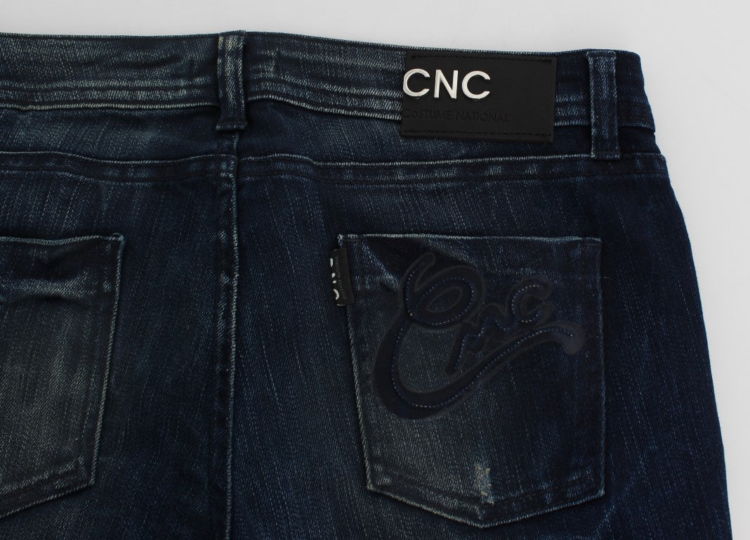 Costume National Slim Fit Skinny Jeans aus Baumwolle in blauer Waschung