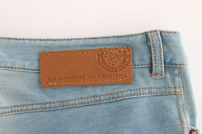Blaue Caprihose von Ermanno Scervino. Kurz geschnittene Jeans