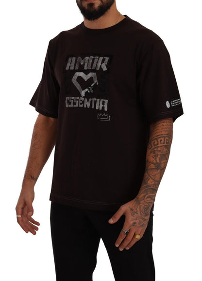 Dolce &amp; Gabbana Bordeauxfarbenes Baumwoll-T-Shirt mit Rundhalsausschnitt und L-Amore-Print