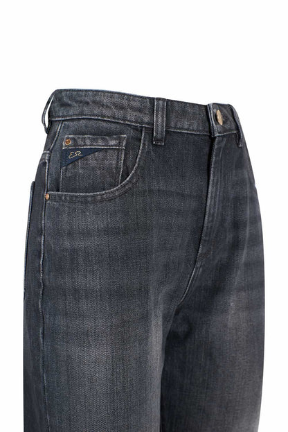 Yes Zee Schwarze Damen-Jeans mit hoher Taille aus Baumwolle