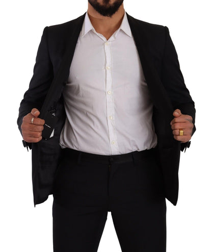 بدلة دولتشي آند غابانا السوداء الذهبية الصوفية الضيقة المكونة من قطعتين