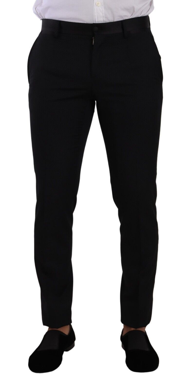 بدلة دولتشي آند غابانا السوداء الذهبية الصوفية الضيقة المكونة من قطعتين