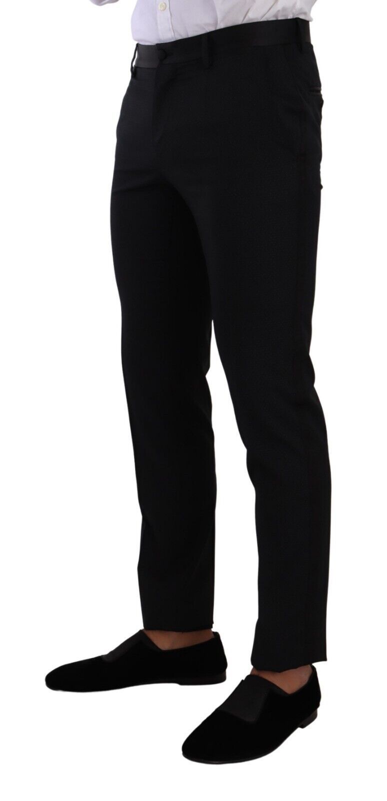 بدلة دولتشي آند غابانا السوداء الذهبية الصوفية الضيقة المكونة من قطعتين