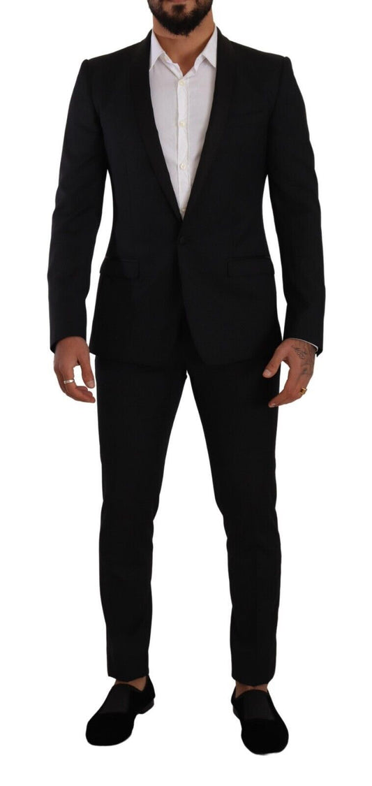 Dolce & Gabbana Black Fantasy GOLD Wool Slim Fit 2 Piece Suit