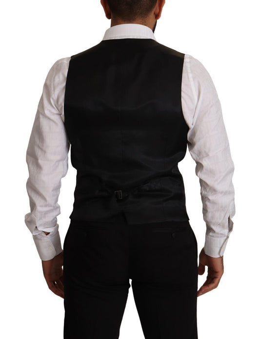 Dolce &amp; Gabbana Blau gestreifte Weste aus Wollstretch