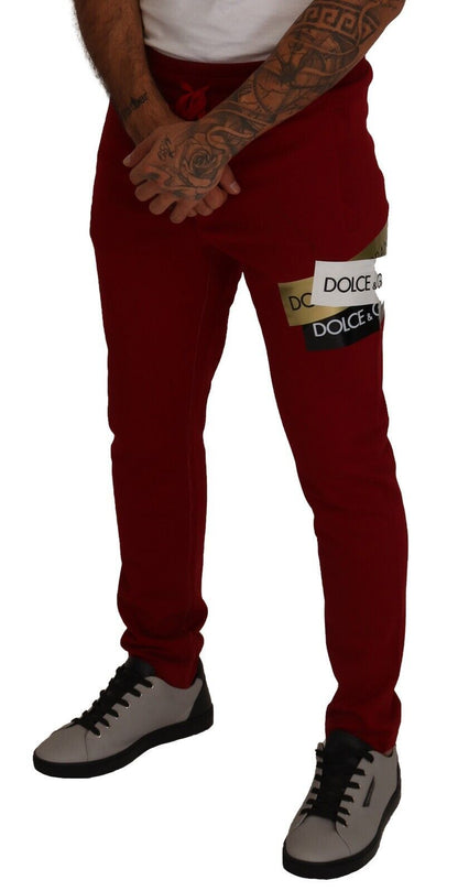 Dolce &amp; Gabbana Jogginghose mit Logo-Patch aus roter Baumwolle