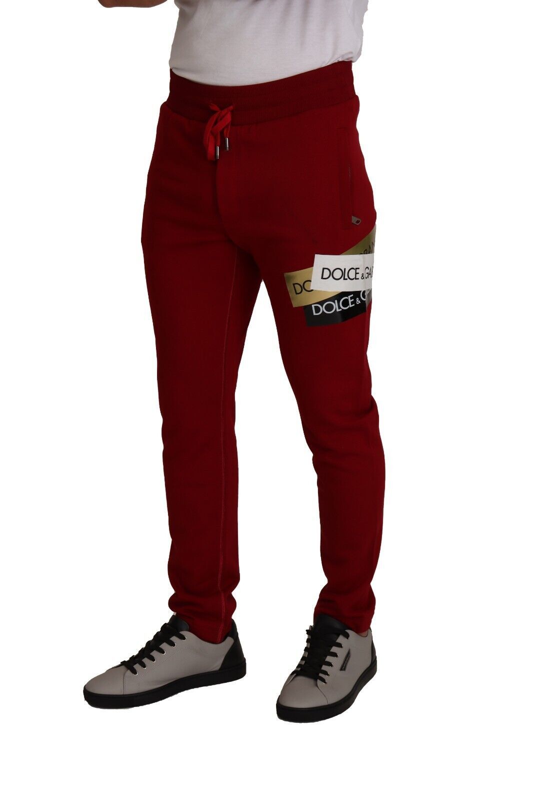 Dolce &amp; Gabbana Jogginghose mit Logo-Patch aus roter Baumwolle