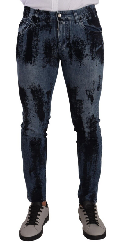 Dolce &amp; Gabbana Blau-schwarze Skinny-Jeans aus Baumwolle