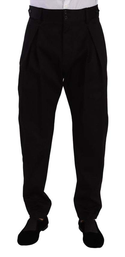 Dolce &amp; Gabbana Schwarze Baumwollhose mit hoher Taille für Herren