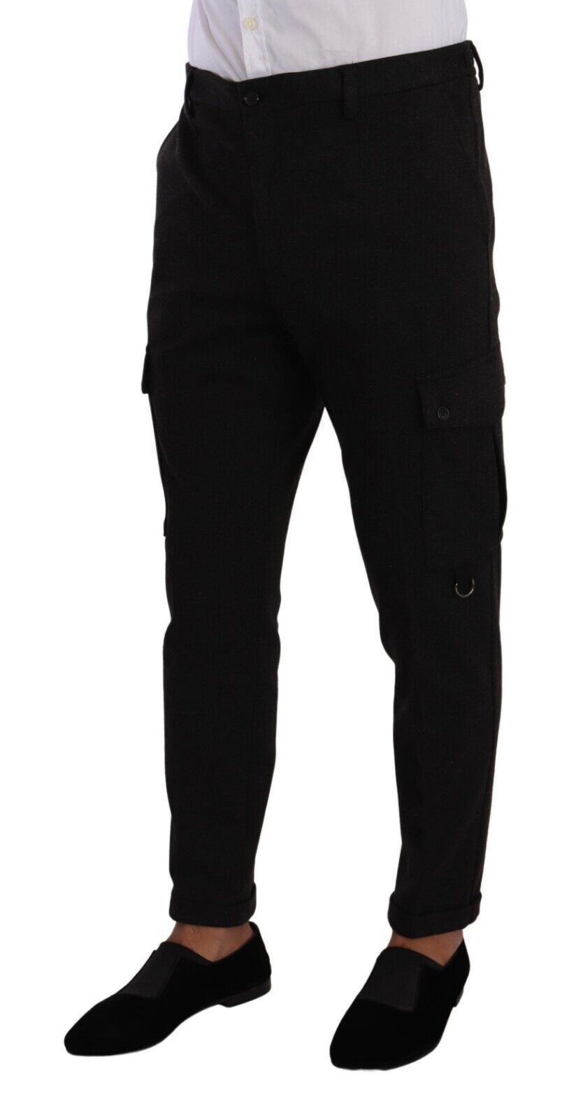 Dolce &amp; Gabbana Schwarze Viskose-Cargo-Skinny-Hose für Herren