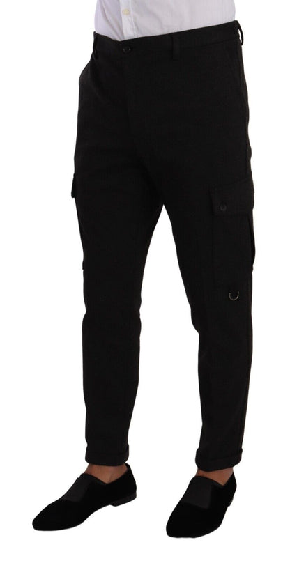 Dolce &amp; Gabbana Schwarze Viskose-Cargo-Skinny-Hose für Herren