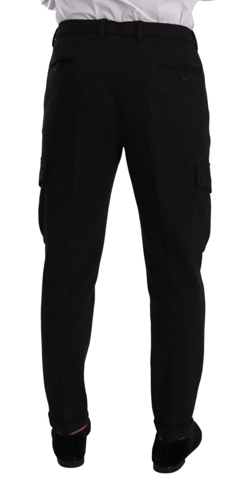 Dolce &amp; Gabbana Schwarze Viskose-Cargo-Skinny-Hose für Herren