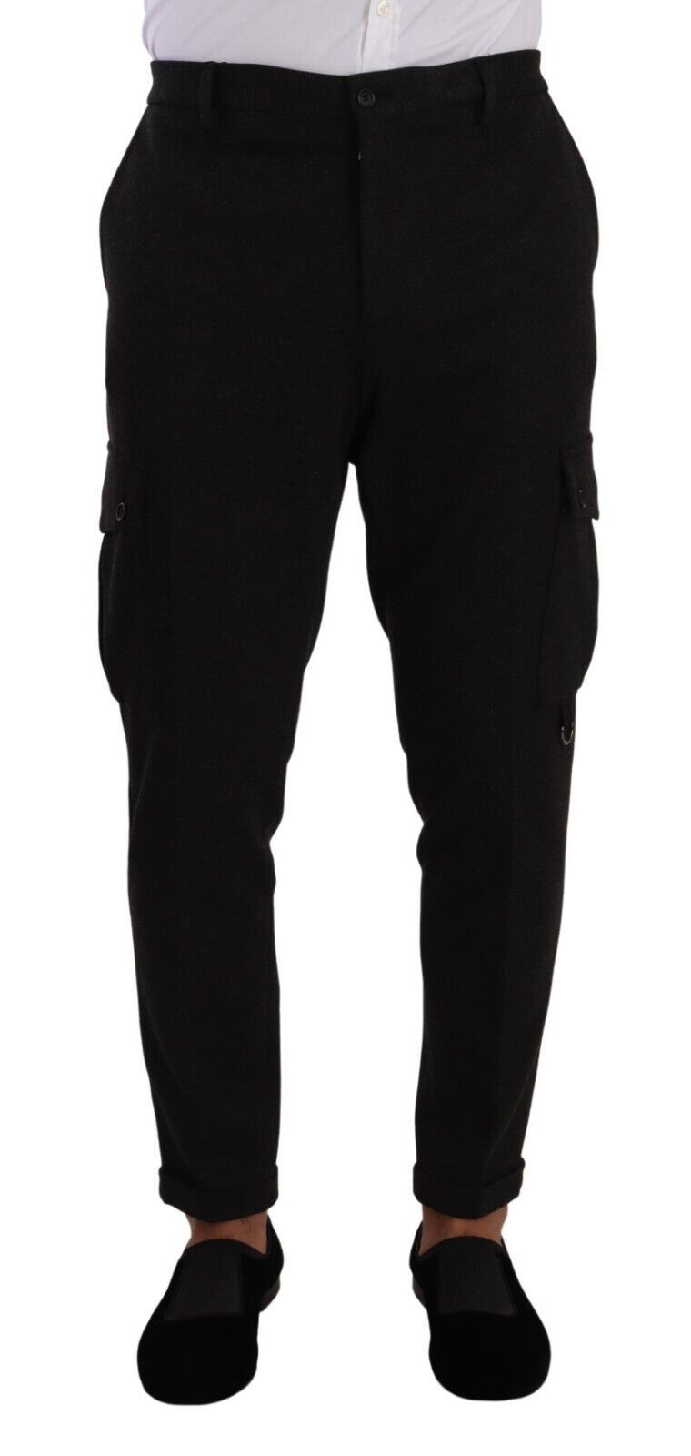 Dolce &amp; Gabbana Schwarze Viskose-Cargo-Skinny-Hose für Herren