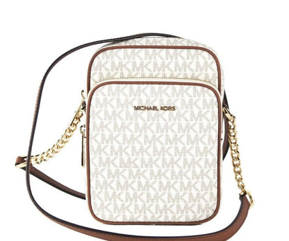 Michael Kors Jet Set – Mittelgroße Umhängetasche aus PVC in Vanille-Nord-Süd-Kette