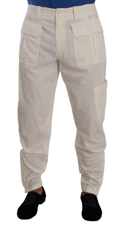 Dolce &amp; Gabbana – Cargohose aus Baumwollcord in Off-White