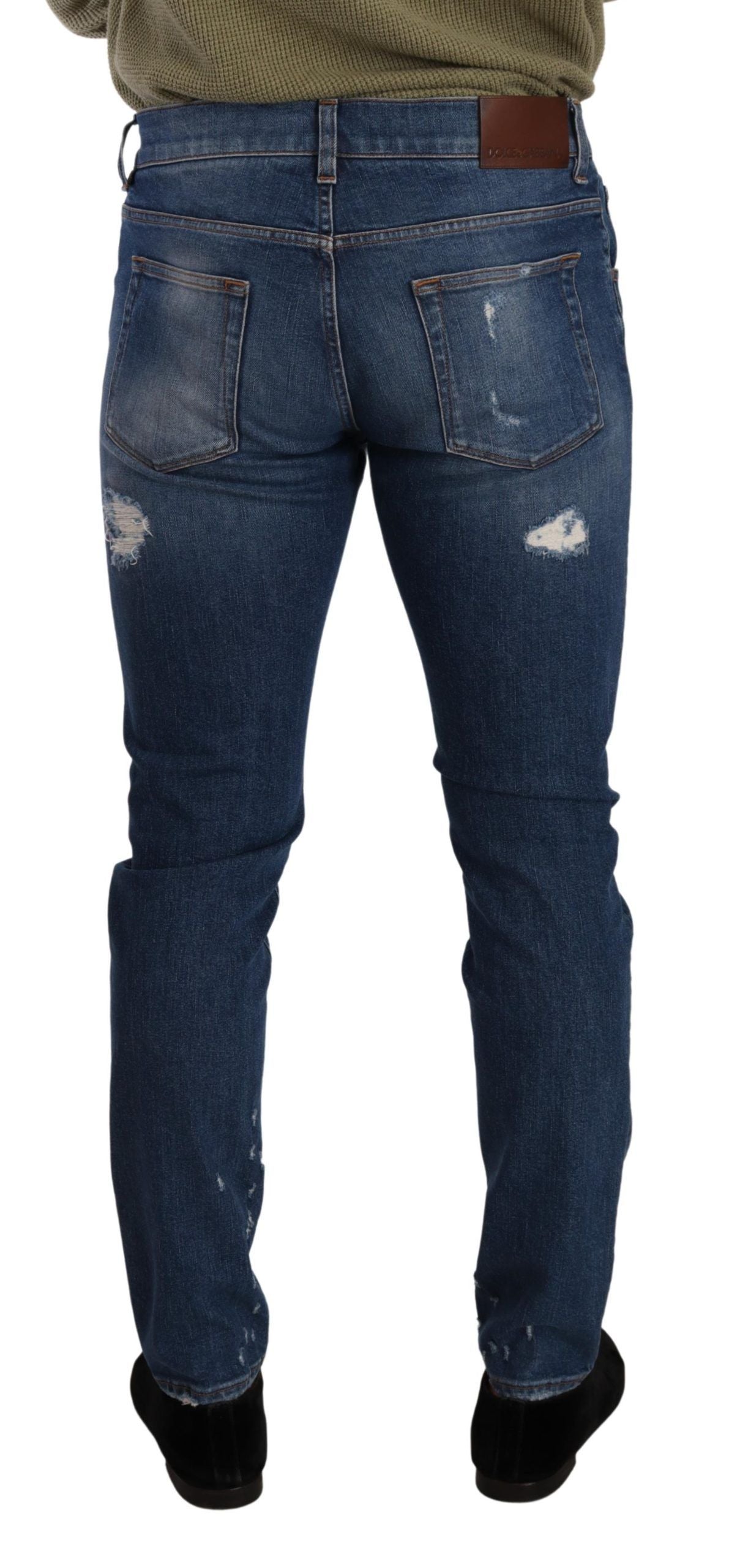 Dolce &amp; Gabbana Slim Fit Jeans aus Baumwollstretch in Blauwaschung