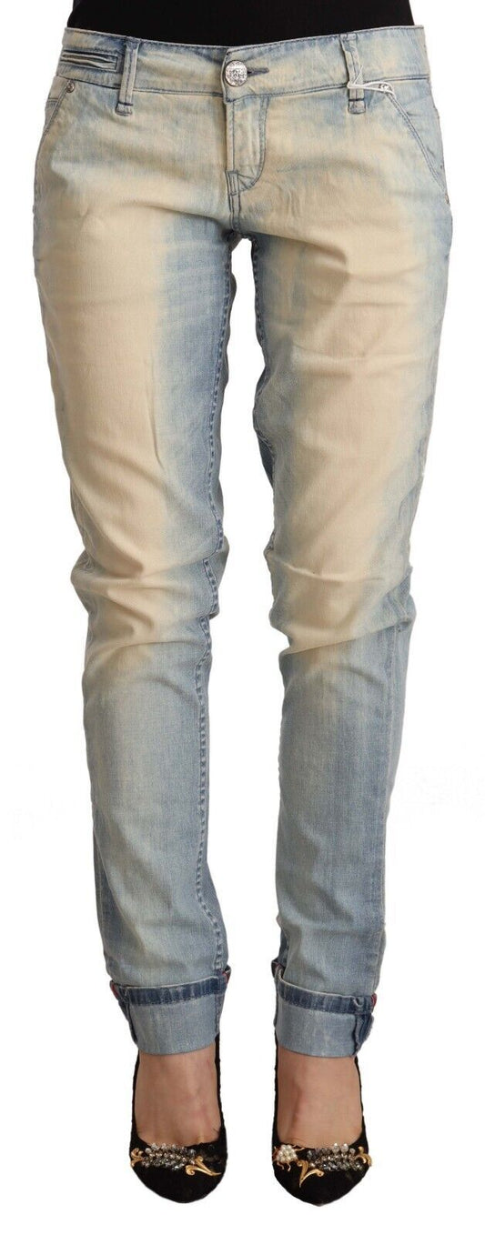 Acht – Hellblaue Skinny-Jeans aus gewaschener Baumwolle mit niedriger Taille