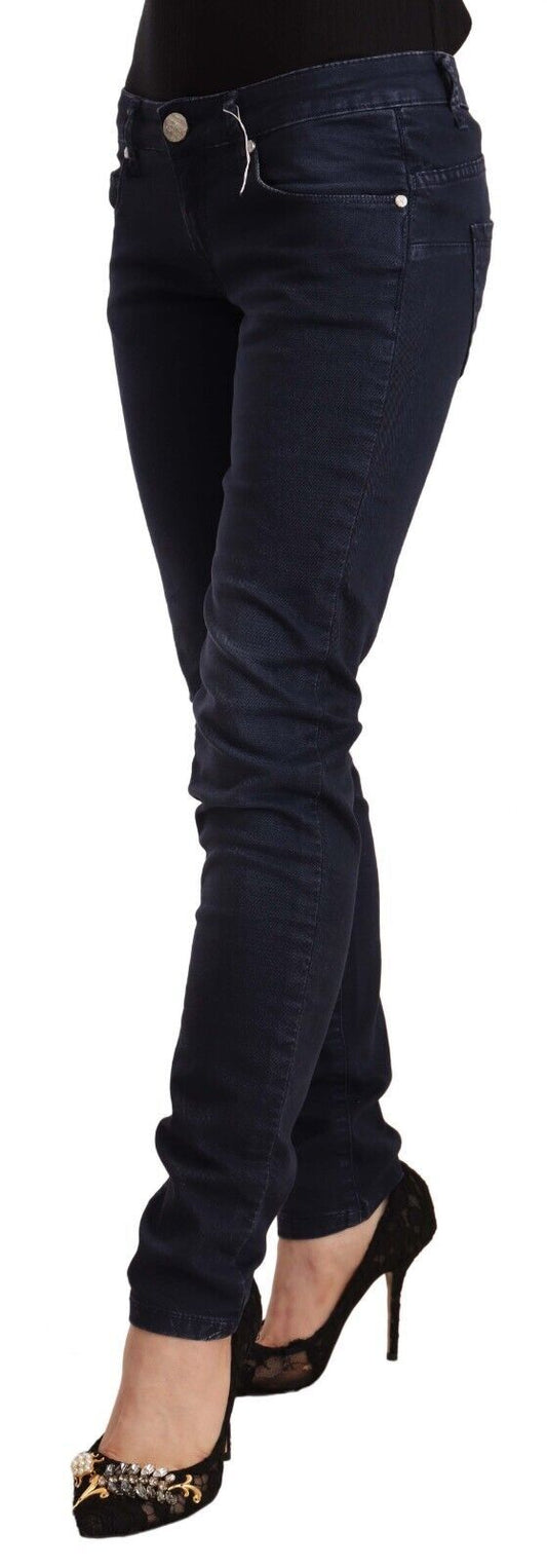 Acht – Blaue, verwaschene Slim-Fit-Jeans aus Baumwolle mit niedriger Taille