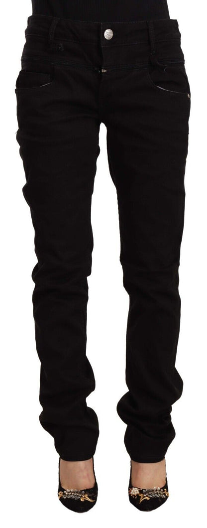 Acht – Schwarze Skinny-Jeans aus Baumwoll-Stretch-Denim mit niedriger Taille