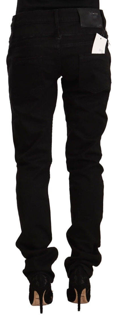 Acht – Schwarze Skinny-Jeans aus Baumwoll-Stretch-Denim mit niedriger Taille