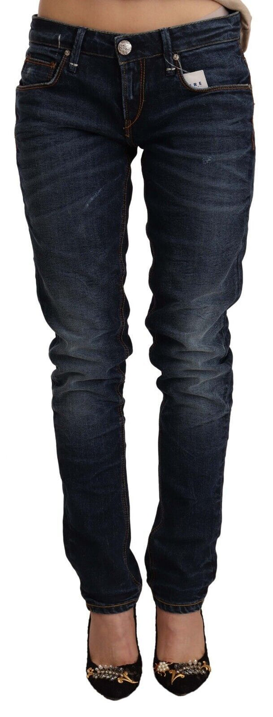 Acht – Blaue Skinny-Jeans aus verwaschener Baumwolle mit niedriger Taille