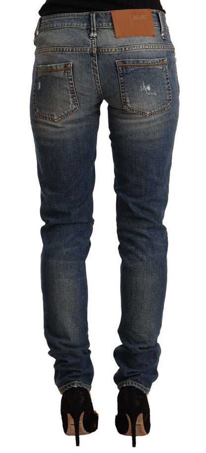 Acht – Blaue Skinny-Jeans aus verwaschener Baumwolle mit mittlerer Taille