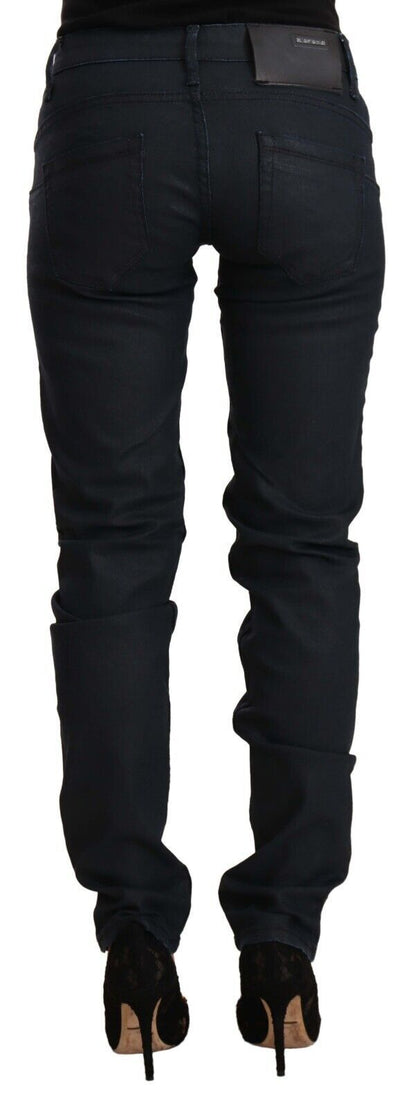 Acht – Schwarze Slim Fit-Jeans aus Baumwolle mit niedriger Taille