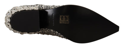 Dolce &amp; Gabbana Cowgirl-Stiefel aus schwarzem Wildleder mit Strass-Kristallen